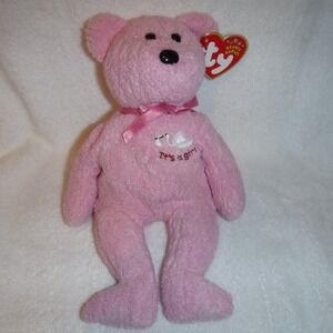Ty‎ Beanie Baby Baby Girl Bear Small Pink Excellent It's A Girl Swan 2002
